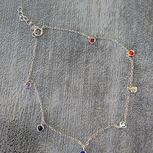 Sterling Silver Anklet with CZ 9 To 10"